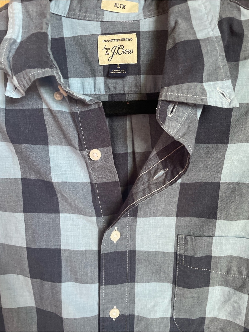 J.Crew Mens Large Slim Blue Plaid Check Cotton Button Down Shirt - Picture 2 of 8